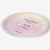Roze pastel 90e verjaardag papieren bordje (Gekanteld)