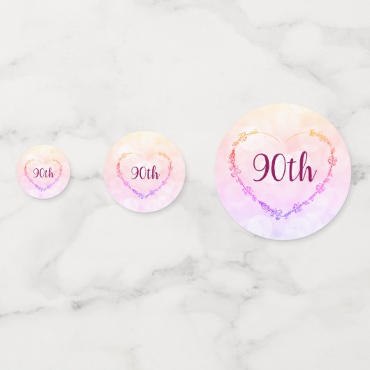 Roze pastel 90ste verjaardag ontwerp confetti (Voorkanten)
