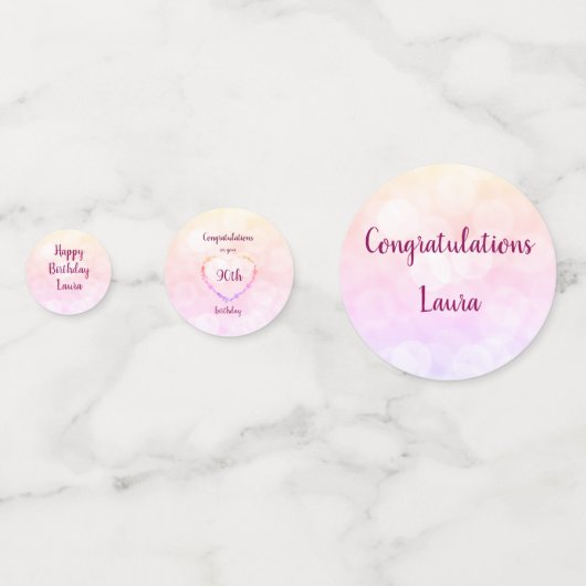 Roze pastel 90ste verjaardag ontwerp confetti (Achterkanten)