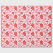 Roze Pastel Aardbei Bloemboog Cadeaupapier (Vlak)