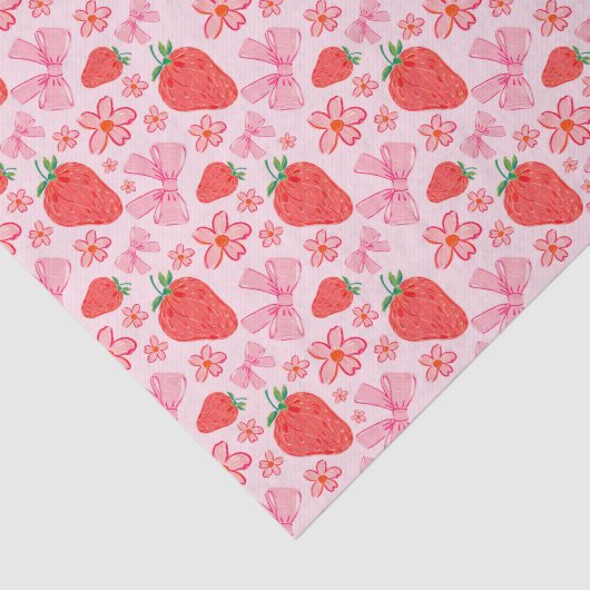 Roze Pastel Aardbei Bloemboog Tissuepapier (Detail)