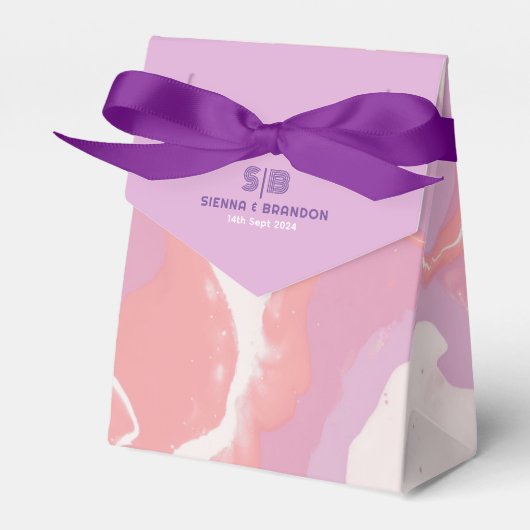 Roze Pastel Abstract Art Bruiloft Favor Box Bedankdoosjes (Voorkant Zijde)