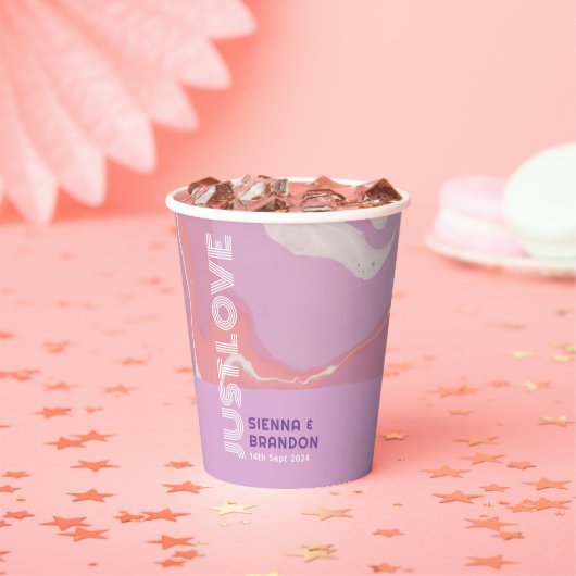 Roze Pastel Abstract Art Bruiloft Papier Cups Papieren Bekers (Insitu)