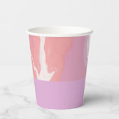 Roze Pastel Abstract Art Bruiloft Papier Cups Papieren Bekers (Achterkant)