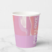 Roze Pastel Abstract Art Bruiloft Papier Cups Papieren Bekers (Rechts)