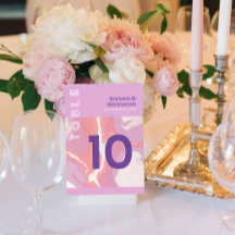 Roze Pastel Abstract Art Trouwtafel Kaart