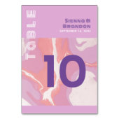 Roze Pastel Abstract Art Trouwtafel Kaart (Achterkant)