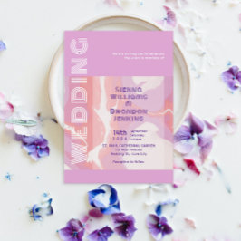 Roze Pastel Abstract Kunst Bruiloft Kaart