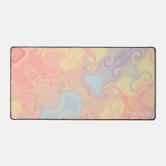 Roze Pastel Abstract Moderne Kleurrijke Boho Naam Bureaumat (Voorkant)