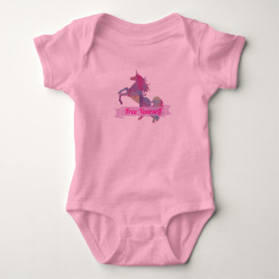 Roze pastel Abstract Unicorn Silhouette Romper