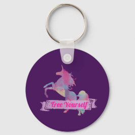 Roze pastel Abstract Unicorn Silhouette Sleutelhanger