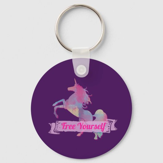Roze pastel Abstract Unicorn Silhouette Sleutelhanger (Voorkant)