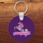 Roze pastel Abstract Unicorn Silhouette Sleutelhanger (Voorkant)