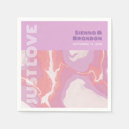 Roze Pastel Abstracte kunst bruiloft servetten (Voorkant)