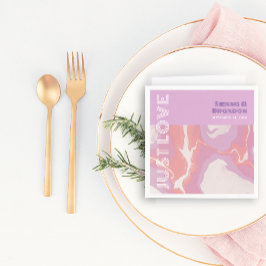 Roze Pastel Abstracte kunst bruiloft servetten