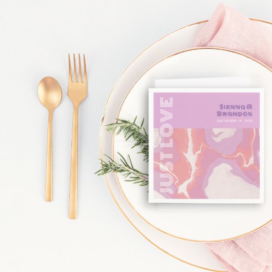 Roze Pastel Abstracte kunst bruiloft servetten