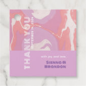 Roze Pastel Abstracte Kunst Bruiloft Vierkante Fav Bedankjes Labels (Voorkant)