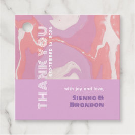 Roze Pastel Abstracte Kunst Bruiloft Vierkante Fav Bedankjes Labels
