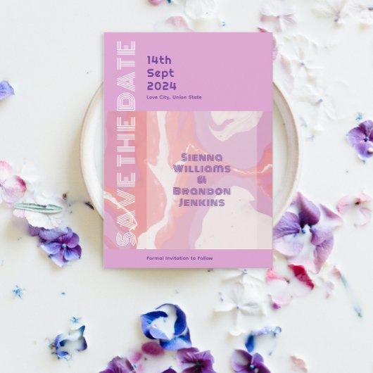 Roze Pastel Abstracte Kunst Save The Date Kaart