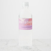 Roze Pastel Abstracte Kunst Trouwfeest Waterfles Etiket (Voorkant)