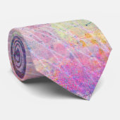 Roze Pastel Abstracte Lijnen Blauwe Inktspatten Stropdas (Opgerold)