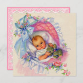 Roze Pastel Baby Girl Douche Kaart (Voorkant / Achterkant)