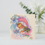 Roze Pastel Baby Girl Douche Kaart (Staand voorkant)