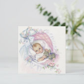 Roze Pastel  Baby Meisje Douche Kaart (Staand voorkant)