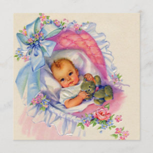 Roze Pastel Baby Meisje Shower Kaart