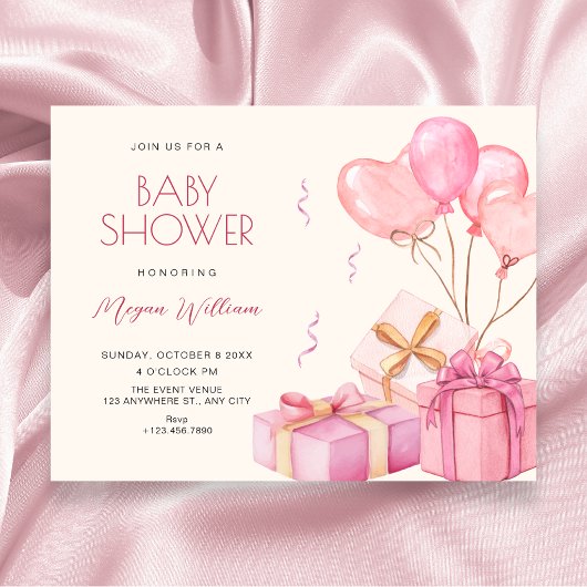Roze pastel baby shower kaart