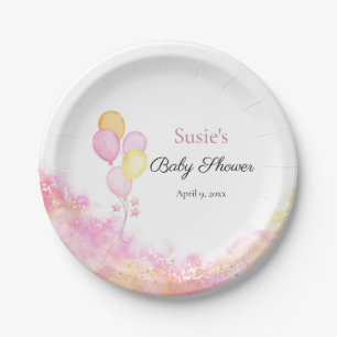 Roze Pastel Ballon Baby Shower Papieren Bord