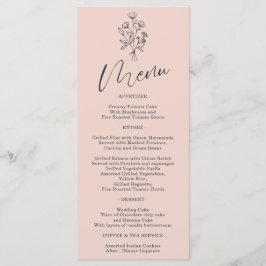 Roze Pastel Bloem Boheemse Eenvoudige Botanische Menu
