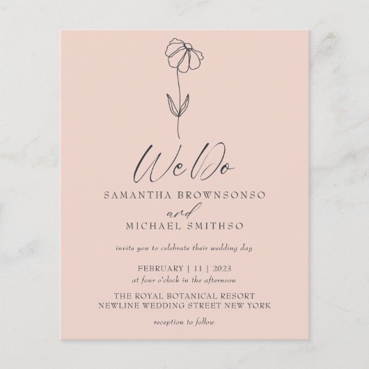 Roze Pastel Bloem Botanische Budget We Do Flyer (Voorkant)