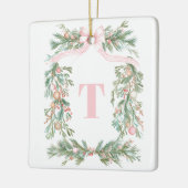 Roze Pastel Bloem Initial Kerst Ornament (Links)