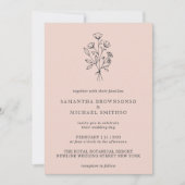 Roze Pastel Bloemboeket Boho Minimaal Botanisch Kaart (Voorkant)