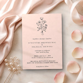 Roze Pastel Bloemboeket Boho Minimaal Botanisch Kaart