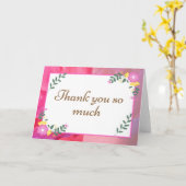 Roze Pastel Bloemen Bedankt Kaart (Gele Bloem)