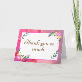 Roze Pastel Bloemen Bedankt Kaart