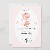 Roze Pastel Bloemige Baby Shower Uitnodiging (Voorkant)