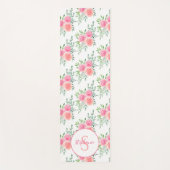 Roze Pastel Bloemige Waterverf Naam Monogram Yogamat (Voorkant)