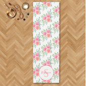 Roze Pastel Bloemige Waterverf Naam Monogram Yogamat