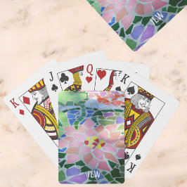  roze pastel bloemmozaïekbloem pokerkaarten