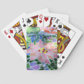  roze pastel bloemmozaïekbloem pokerkaarten (Achterkant)