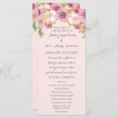 Roze Pastel Blush Bloemen Trouwprogramma Programmakaart (Voorkant / Achterkant)