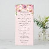 Roze Pastel Blush Bloemen Trouwprogramma Programmakaart (Staand voorkant)