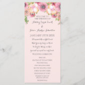 Roze Pastel Blush Bloemen Trouwprogramma Programmakaart (Voorkant)