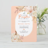 Roze Pastel Boho Pompoen Herfst Baby shower Kaart (Staand voorkant)