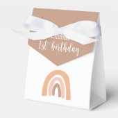 Roze pastel Boho regenboog 1e verjaardag Bedankdoosjes (Voorkant Zijde)