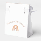 Roze pastel Boho regenboog 1e verjaardag Bedankdoosjes (Achterkant)