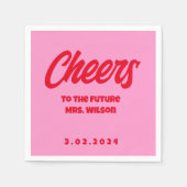 Roze Pastel Bold Retro Bruids DoucheServetten Servet (Voorkant)